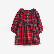 Load image into Gallery viewer, Red Check Ruffle Collar Dress (3mths-6yrs)