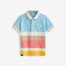 Load image into Gallery viewer, Multicolour Pastels Short Sleeve Stripe Pique Jersey Polo Shirt (3mths-6yrs)