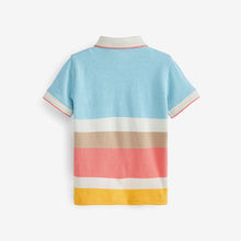 Load image into Gallery viewer, Multicolour Pastels Short Sleeve Stripe Pique Jersey Polo Shirt (3mths-6yrs)