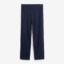 Load image into Gallery viewer, Navy Blue Linen Blend Taper Trousers