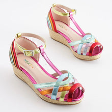 Load image into Gallery viewer, Rainbow Weave Strap Wedge Sandals (Older Girls)