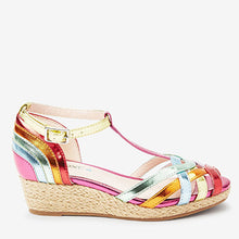 Load image into Gallery viewer, Rainbow Weave Strap Wedge Sandals (Older Girls)