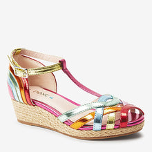 Load image into Gallery viewer, Rainbow Weave Strap Wedge Sandals (Older Girls)