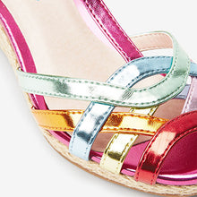 Load image into Gallery viewer, Rainbow Weave Strap Wedge Sandals (Older Girls)