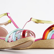 Load image into Gallery viewer, Rainbow Weave Strap Wedge Sandals (Older Girls)