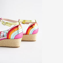 Load image into Gallery viewer, Rainbow Weave Strap Wedge Sandals (Older Girls)