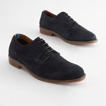 Load image into Gallery viewer, Navy Blue Suede Derby Shoes