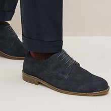 Load image into Gallery viewer, Navy Blue Suede Derby Shoes