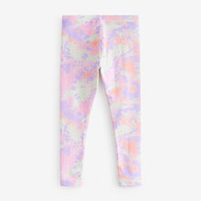 Load image into Gallery viewer, Pink/Lilac Purple/ Lime Green Pretty Tie Dye Leggings (3-12yrs)