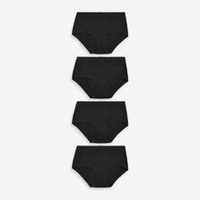 Load image into Gallery viewer, Black Midi Fit Cotton Rich Knickers 4 Pack
