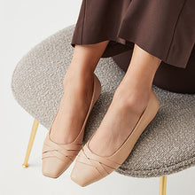 Load image into Gallery viewer, Nude Forever Comfort® Leather Square Toe Ballerina Shoes