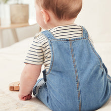 Load image into Gallery viewer, Blue 2 Piece Baby Denim Dungarees And Bodysuit Set (0mths-18mths)