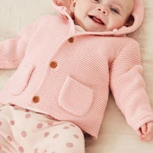 Load image into Gallery viewer, Pale Pink Knitted Baby Ear Hooded Cardigan (0mths-18mths)
