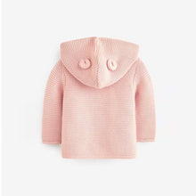 Load image into Gallery viewer, Pale Pink Knitted Baby Ear Hooded Cardigan (0mths-18mths)