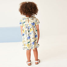 Load image into Gallery viewer, Blue Floral Short Sleeve Cotton Jersey Dress (3mths-6yrs)