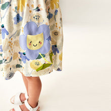 Load image into Gallery viewer, Blue Floral Short Sleeve Cotton Jersey Dress (3mths-6yrs)