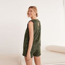 Load image into Gallery viewer, Green Spot Cotton Vest Short Set Pyjamas