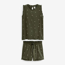 Load image into Gallery viewer, Green Spot Cotton Vest Short Set Pyjamas