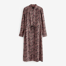 Load image into Gallery viewer, Animal Zip Neck Tie Waist Midi Dress