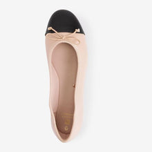 Load image into Gallery viewer, Nude Cream/ Black Toe Cap Forever Comfort® Ballerinas Shoes
