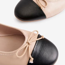 Load image into Gallery viewer, Nude Cream/ Black Toe Cap Forever Comfort® Ballerinas Shoes