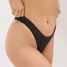 Load image into Gallery viewer, Black Thong Fit Cotton Rich Knickers 4 Pack