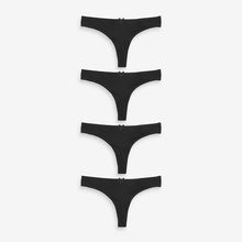 Load image into Gallery viewer, Black Thong Fit Cotton Rich Knickers 4 Pack