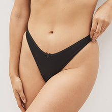 Load image into Gallery viewer, Black Thong Fit Cotton Rich Knickers 4 Pack