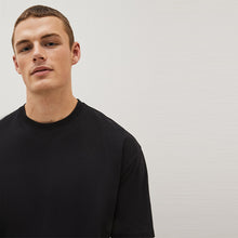 Load image into Gallery viewer, Black Relaxed Fit Essential 100% Cotton Crew Neck T-Shirt