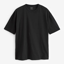 Load image into Gallery viewer, Black Relaxed Fit Essential 100% Cotton Crew Neck T-Shirt