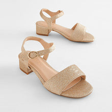 Load image into Gallery viewer, Gold Glitter Occasion Heel Sandals (Older Girls)