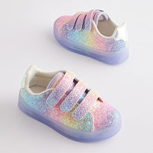 Load image into Gallery viewer, Purple Glitter Light-Up Trainers (Younger Girls)