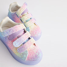 Load image into Gallery viewer, Purple Glitter Light-Up Trainers (Younger Girls)