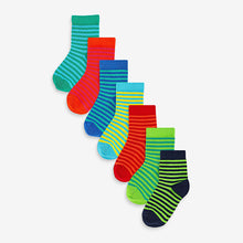 Load image into Gallery viewer, Bright Stripe 7 Pack Cotton Rich Socks (Younger Boys)