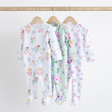 Load image into Gallery viewer, White Fairy Baby Two Way Zip Sleespuits 3 Pack