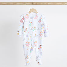 Load image into Gallery viewer, White Fairy Baby Two Way Zip Sleespuits 3 Pack