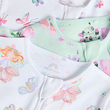 Load image into Gallery viewer, White Fairy Baby Two Way Zip Sleespuits 3 Pack