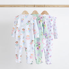 Load image into Gallery viewer, White Fairy Baby Two Way Zip Sleespuits 3 Pack