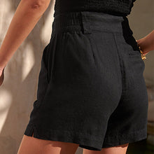 Load image into Gallery viewer, Black Linen Blend Boy Shorts