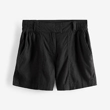 Load image into Gallery viewer, Black Linen Blend Boy Shorts