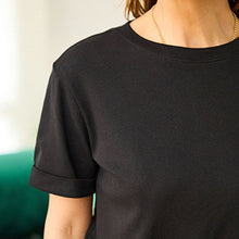 Load image into Gallery viewer, Black Plain 100% Cotton Short Sleeve T-Shirt
