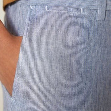 Load image into Gallery viewer, Light Blue Stripe Linen Blend Chino Shorts