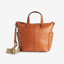Load image into Gallery viewer, Tan brown Contrast Strap Handheld Shopper Bag