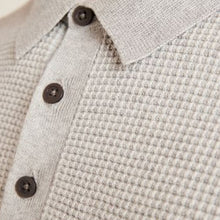 Load image into Gallery viewer, Grey Textured Knitted Polo Shirt