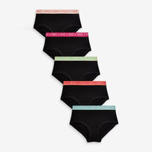 Load image into Gallery viewer, Black With Bright Hipster Briefs 5 Pack (3-12yrs)