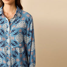 Load image into Gallery viewer, Light Blue Tile Textured Long Sleeve Shirt with Pocket