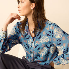 Load image into Gallery viewer, Light Blue Tile Textured Long Sleeve Shirt with Pocket