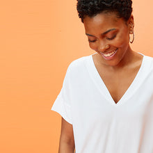 Load image into Gallery viewer, White Modal Rich Premium V-Neck T-Shirt