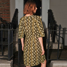 Load image into Gallery viewer, Green Snake Print Next Twist Front Mini Dress
