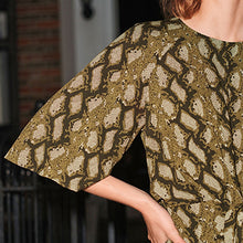 Load image into Gallery viewer, Green Snake Print Next Twist Front Mini Dress